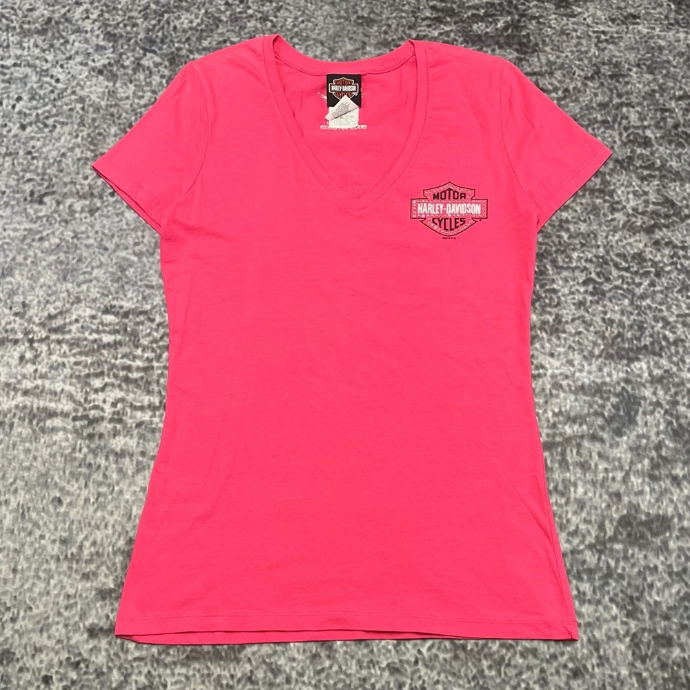 Harley Davidson Shirt Short Sleeve Womens Medium Pink Logo Biker